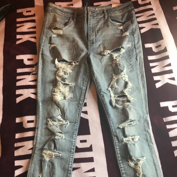 american eagle double sided ripped jeans